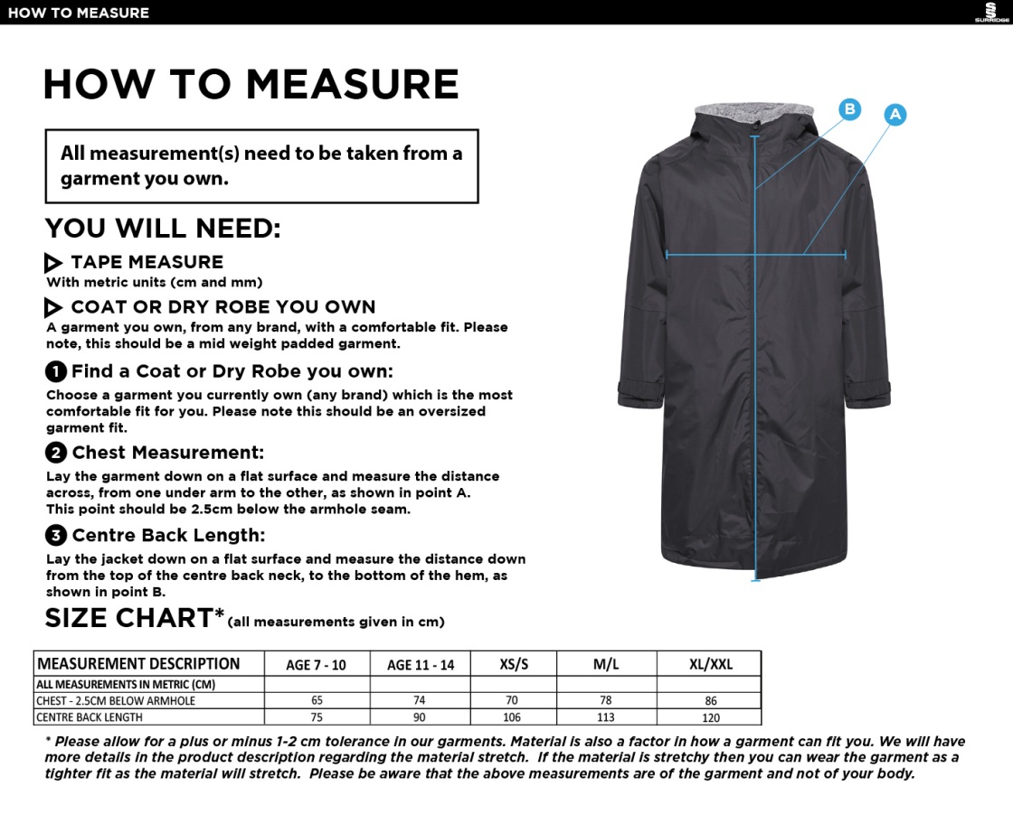 Puddletown CC - Active Thermal Robe - Size Guide
